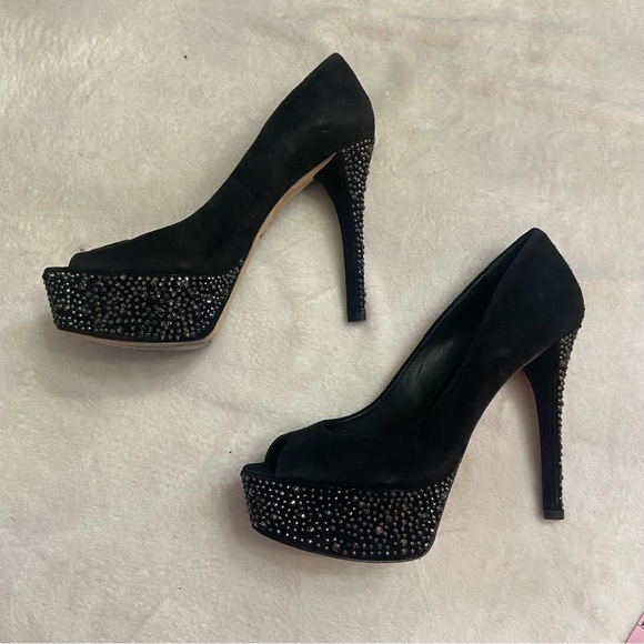 B Brian Atwood bea studded platform pumps rhinestone embellished - Picture 3 of 11